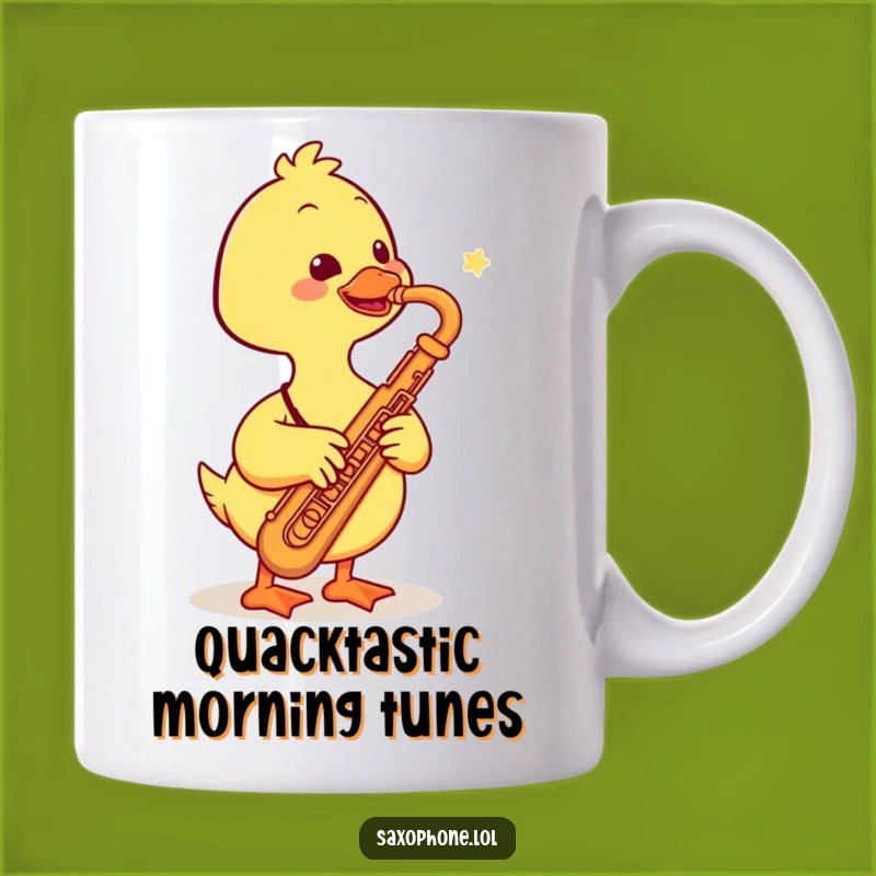 Funny Duck Saxophone Mug: Smiling Duck Playing Music, Hilarious Musician Gift, Perfect Funny Gift