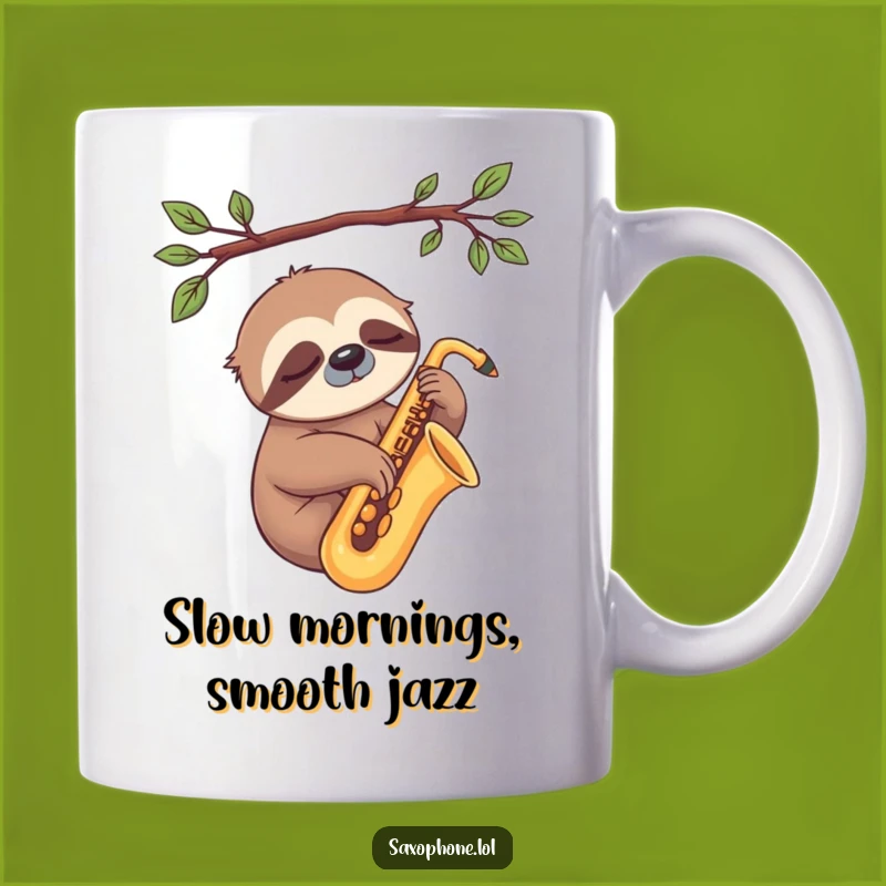 Funny Sloth Sax Mug: Relaxed Jazz Design, Perfect Chill Funny Gift!