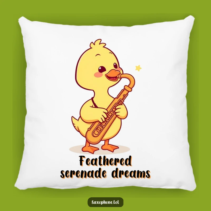 Funny Duck Saxophone Pillow: Soft Smiling Duck Musician, Cozy & Hilarious Funny Gift