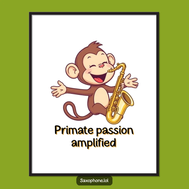 Funny Monkey Sax Poster: Energetic Wall Art, Musical Decor, Perfect Funny Gift!