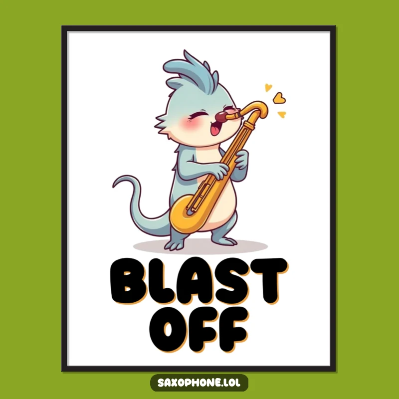 Funny Saxophone Blast Poster: Dynamic Wall Art for Music Lovers