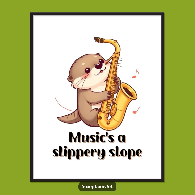 Funny Otter Saxophone Poster: Vibrant Curious Otter Music Art, Whimsical Wall Decor, Funny Gift