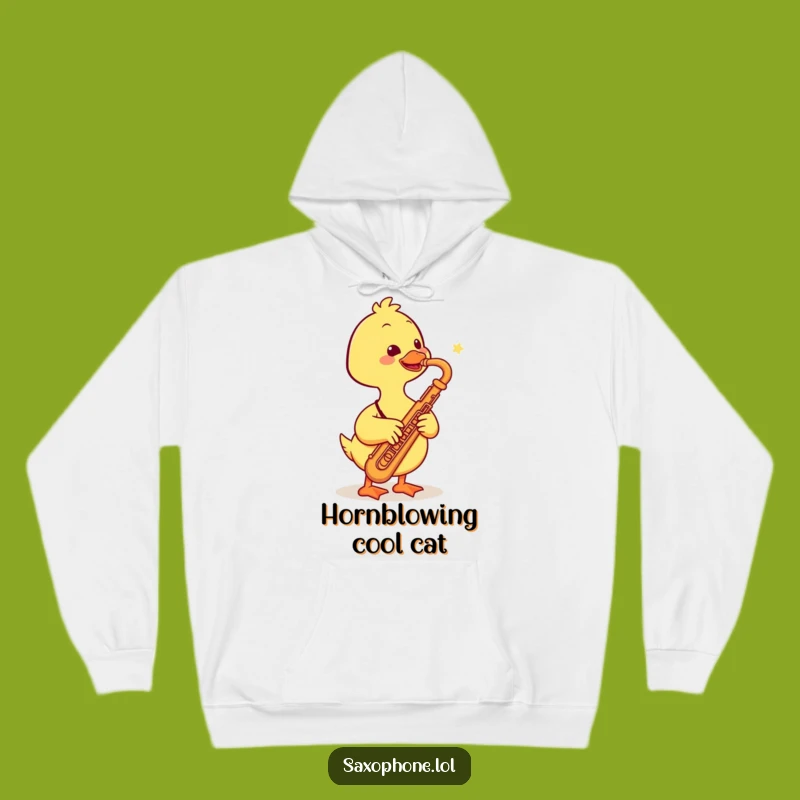 Funny Duck Saxophone Hoodie: Cozy Smiling Duck Musician, Warm & Hilarious Funny Gift