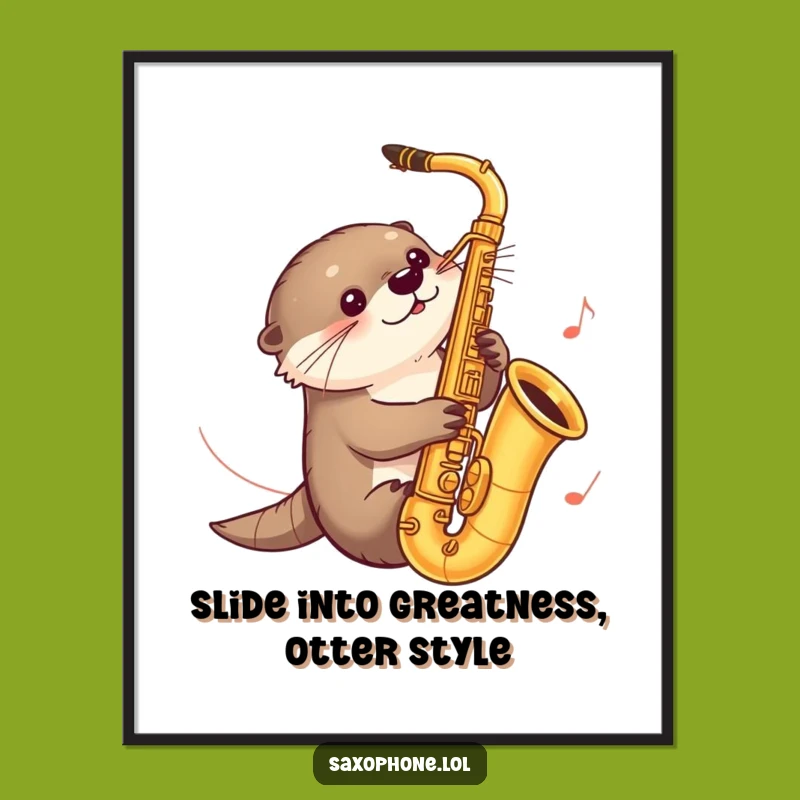Free Printable Wall Art: Otter Saxophone Slide Downloadable, Quirky Music Decor DIY!