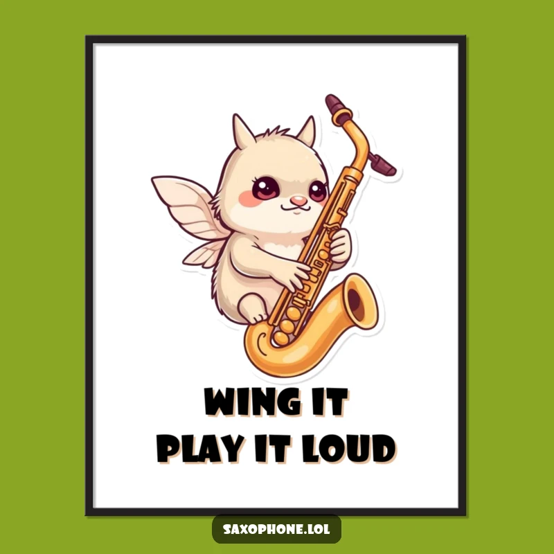 Free Printable Wall Art: Focused Winged Creature Sax Downloadable Art Gift!