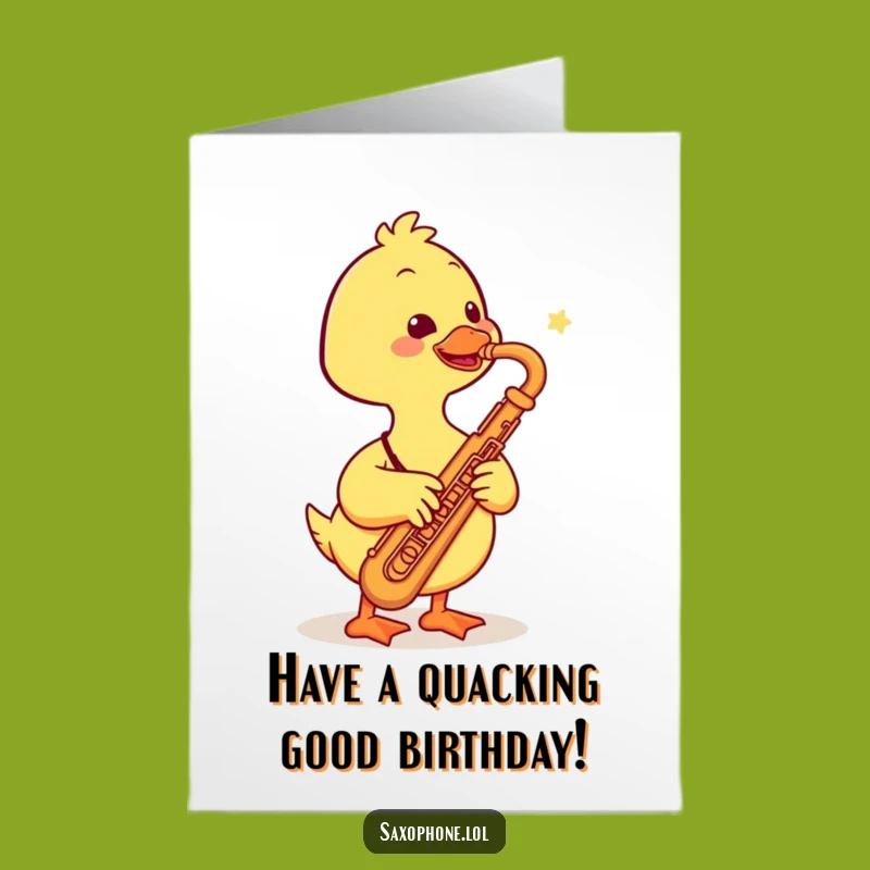 Free Printable Birthday Card: Funny Duck Saxophone Downloadable, Jazzy Celebration Gift!