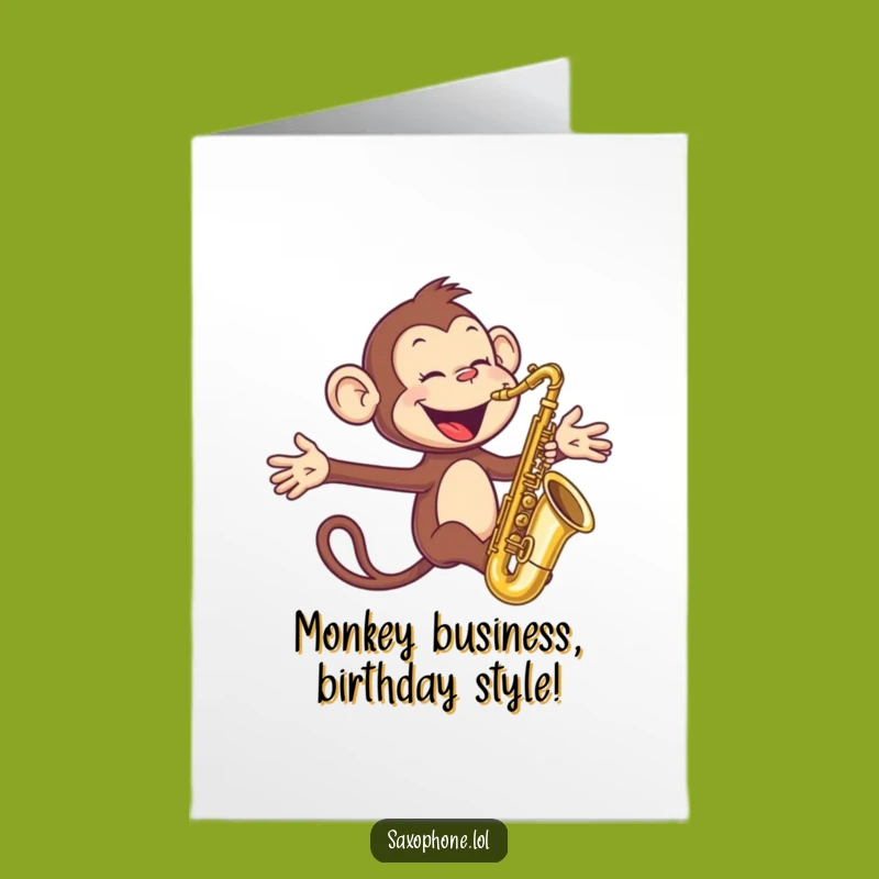 Free Printable Birthday Card: Monkey Saxophone Jam - Hilarious Downloadable Gift