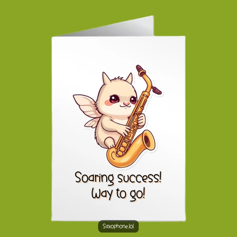 Free Printable Congrats Card: Winged Creature Sax Success Downloadable Gift!