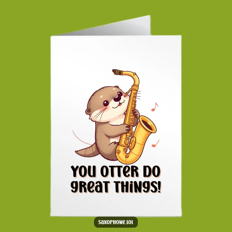 Free Printable Congrats Card: Otter Saxophone Slide Downloadable, Smooth Success DIY!