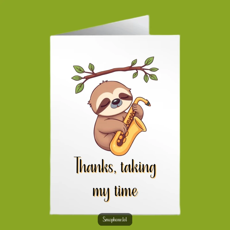 Free Printable Thank You Card: Sloth Sax Gratitude - Humorous Downloadable Gift