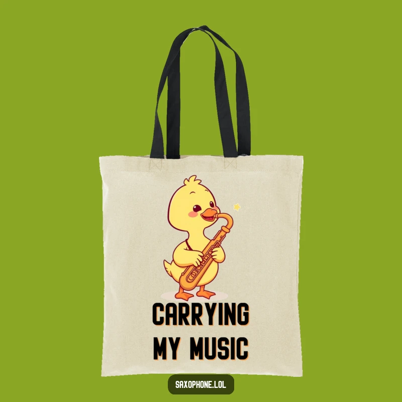 Funny Duck Saxophone Tote Bag: Smiling Duck Musician, Stylish & Hilarious Funny Gift